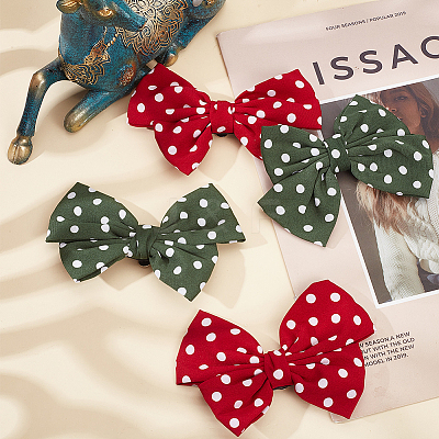 4Pcs 2 Colors Retro Polka Dot Pattern Polyester Bowknot Shoe Decorations FIND-GF0005-02-1