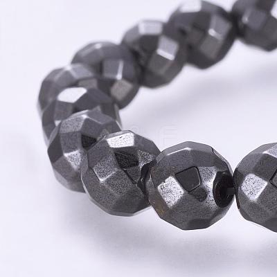 Magnetic Synthetic Hematite Beaded Stretch Bracelets BJEW-P178-05-1