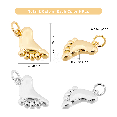 12Pcs 2 Colors Brass Pendants KK-FH0003-37-1