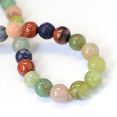 Natural Mixed Stone Round Bead Strands G-E334-12mm-23-1