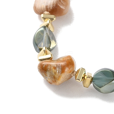 Natural Agate & Synthetic Non-magnetic Hematite Chip Beaded Necklaces NJEW-H047-06G-1
