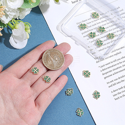 12Pcs Brass Micro Pave Cubic Zirconia Charms KK-BBC0027-44-1
