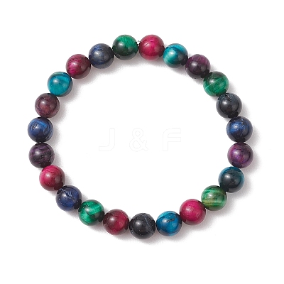 Natural Tiger Eye Beaded Stretch Bracelets for Women Men BJEW-JB13464-1