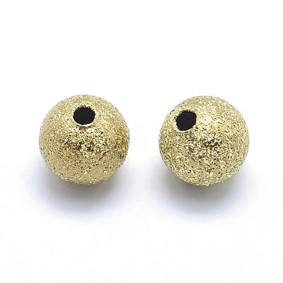 Brass Textured Beads KK-A143-06C-6mm-RS-1