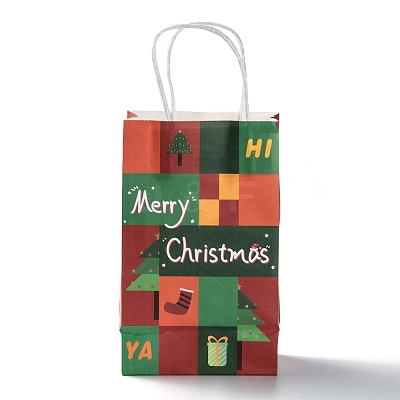 Christmas Theme Kraft Paper Gift Bags CARB-L009-AM-1
