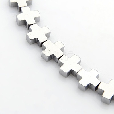 Greek Cross Electroplate Non-magnetic Synthetic Hematite Beads Strands G-P046-06A-1