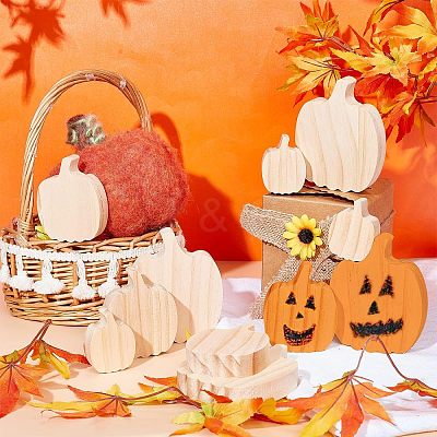 12Pcs 3 Style Halloween Theme Unfinished Wood Decorative Supplies DIY-OC0004-14-1
