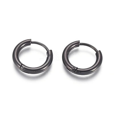 304 Stainless Steel Huggie Hoop Earrings EJEW-F111B-16mm-B-1