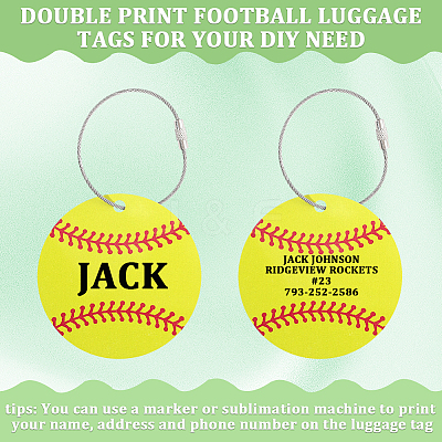 12Pcs PVC Baseball Luggage Tags AJEW-SP0004-23B-1