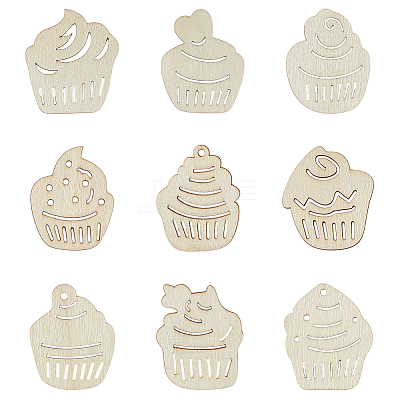 63Pcs 9 Styles Unfinished Wood Cutouts WOOD-WH20011-11A-1