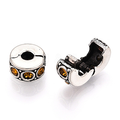 Brass Rhinestone European Clasps KK-N291-01AS-09-1