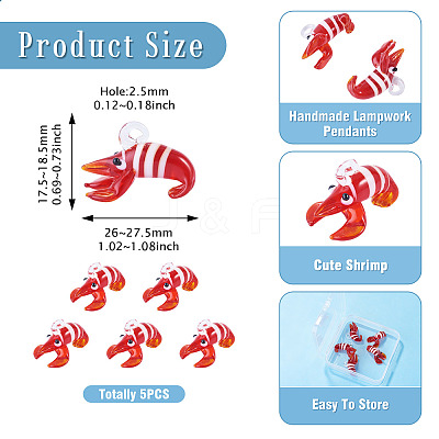 5Pcs Handmade Lampwork Pendants LAMP-TA0002-75B-1
