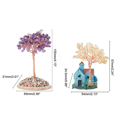 2Pcs 2 Style Money Tree Display Decorations DJEW-FH0001-05-1