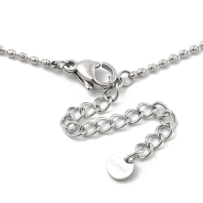 304 Stainless Steel Cubic Zirconia Teardrop & Flat Round Bib Ball Chain Necklaces for Women NJEW-F328-11P-08-1