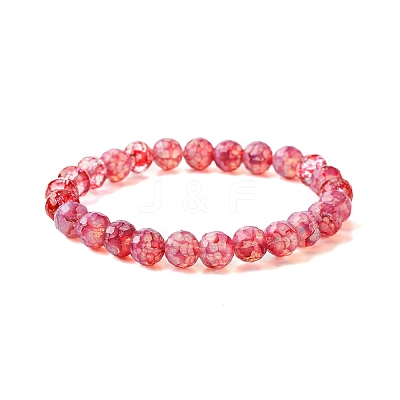 8mm Faceted Round Transparent Baking Paint Glass Beaded Stretch Bracelets for Women BJEW-JB10732-1