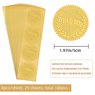 Plastic Self Adhesive Gold Foil Embossed Stickers DIY-WH0211-256-1