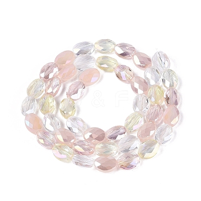 Electroplate Imitation Jade & Opaque & Transparent Glass Beads Strands EGLA-Q135-6x8MM-01D-1