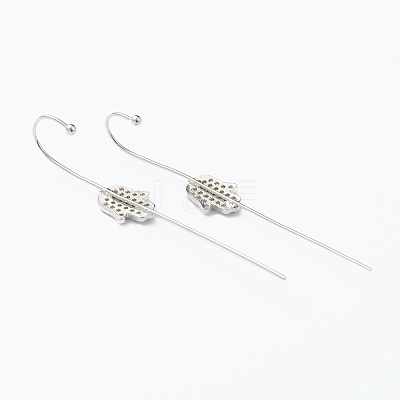 Brass Micro Pave Clear Cubic Zirconia Ear Wrap Crawler Hook Earrings EJEW-J101-15P-1