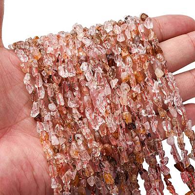 Natural Hematoid Quartz/Ferruginous Quartz Beads Strands G-I389-A04-1