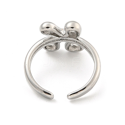 Brass Letter Open Cuff Rings for Women RJEW-G313-01K-P-1