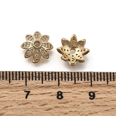 Brass Micro Pave Clear Cubic Zirconia Bead Caps KK-Z126-24G-1