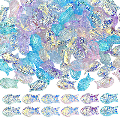 100Pcs 5 Colors Fish Handmade Glass Beads GLAA-SC0002-80C-1