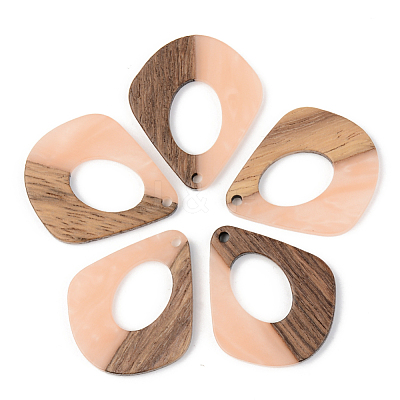 Opaque Resin & Walnut Wood Pendants RESI-S389-016A-C02-1
