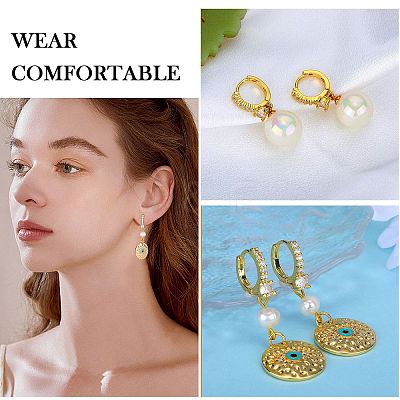 10Pcs Brass Micro Pave Clear Cubic Zirconia Hoop Earring Findings ZIRC-SZ0005-14-1