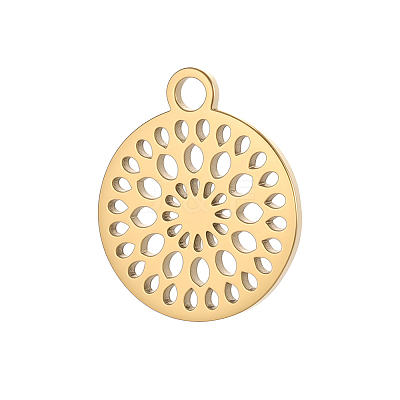 Hollow 304 Stainless Steel Pendants STAS-OY012-18G-1
