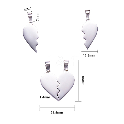 Tarnish Resistant 304 Stainless Steel Split Pendants STAS-F213-01P-1
