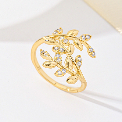 Brass Micro Pave Cubic Zirconia Finger Rings for Women FU0623-4-1