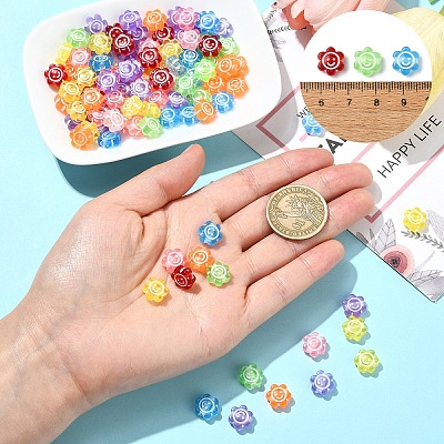 100Pcs Smiling Face Transparent Acrylic Beads MACR-YW0003-47A-1