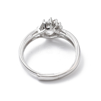 Adjustable Rhodium Plated 925 Sterling Silver Clear Cubic Zirconia Ring Components STER-C011-02P-1