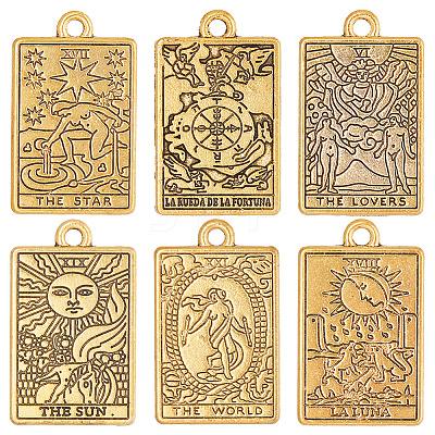 36Pcs 6 Style Rack Plating Alloy Pendants FIND-SC0005-74-1