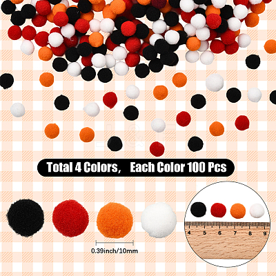 400Pcs 4 Colors Polyester Pom Pom Balls DIY-SC0031-37C-1