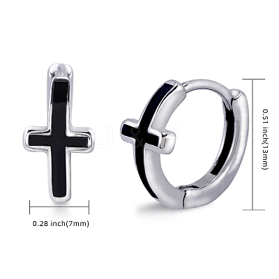 316 Stainless Steel Cross Hoop Earrings for Men Women EJEW-SZ0001-98-1