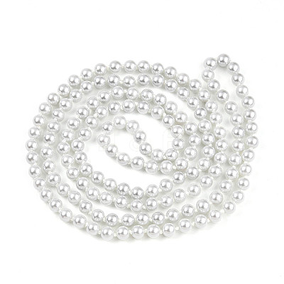 8.2MM Baking Paint Pearlized Glass Pearl Round Beaded Long Necklaces HY-T002-03A-1
