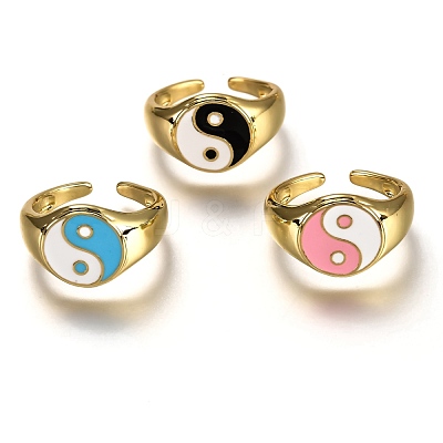 Brass Enamel Cuff Rings RJEW-C100-22G-1