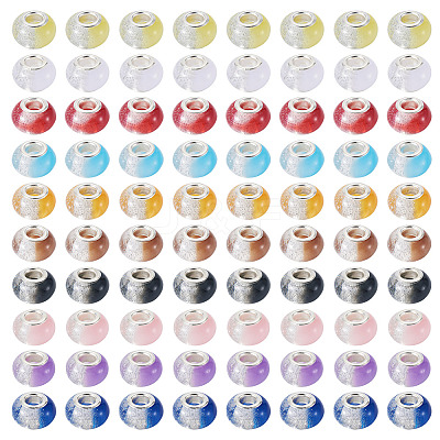 100Pcs 10 Colors Transparent Resin Rondelle European Beads RESI-TA0005-17-1