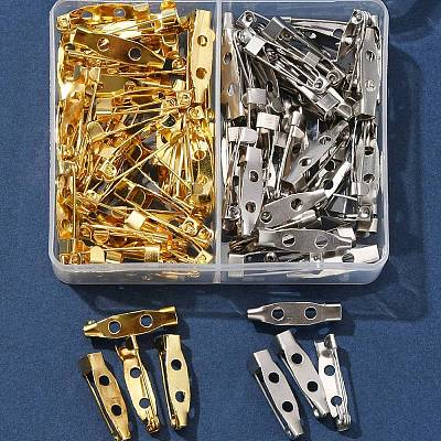 100Pcs 2 Colors Iron Brooch Findings IFIN-FS0001-36-1