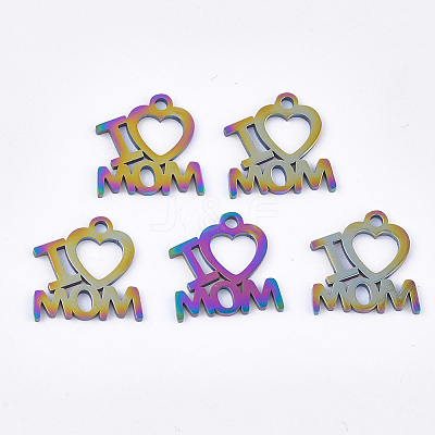 Mother's Day Ion Plating(IP) 201 Stainless Steel Charms LS-STAS-Q201-JN173-1