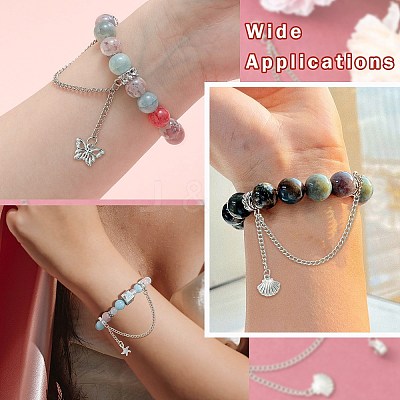 9Pcs 9 Styles Zinc Alloy European Safety Chains with Dangle Charms HJEW-CJ0001-23-1