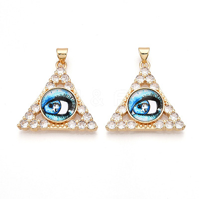 Brass Micro Pave Clear Cubic Zirconia Pendants for Women KK-T070-90A-06-1