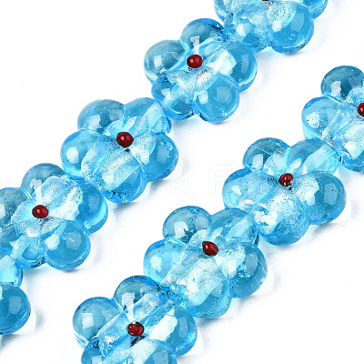 Handmade Silver Foil Lampwork Beads Strands FOIL-T004-03D-1