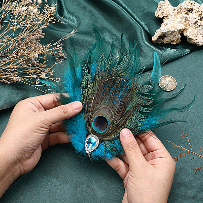 Feather & Alloy Alligator Hair Clips PHAR-WH0018-31-1