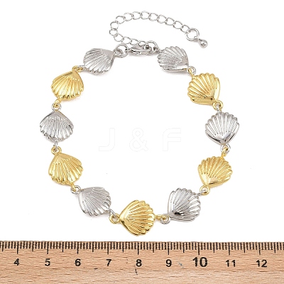 Shell Shape Brass Link Chain Bracelets for Women BJEW-K248-07C-GP-1