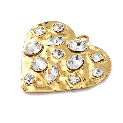 304 Stainless Steel Cubic Zirconia Pendants X-STAS-Z182-07G-01-1