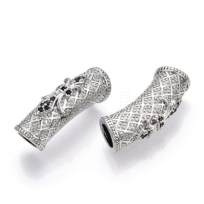 Rack Plating Brass Micro Pave Cubic Zirconia European Beads ZIRC-S052-002P-1