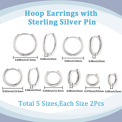 5 Pair 5 Styles Brass Hoop Earrings EJEW-BBC0001-90-1