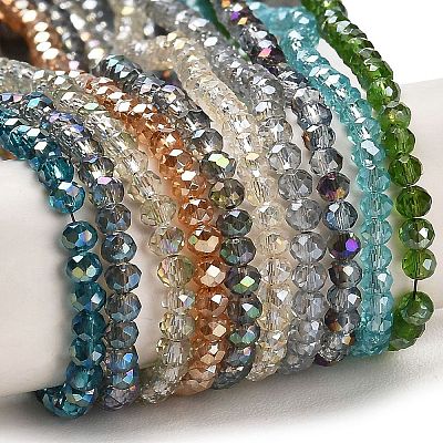 Electroplate Glass Faceted Rondelle Beads Strands EGLA-D020-3x2mm-M-1